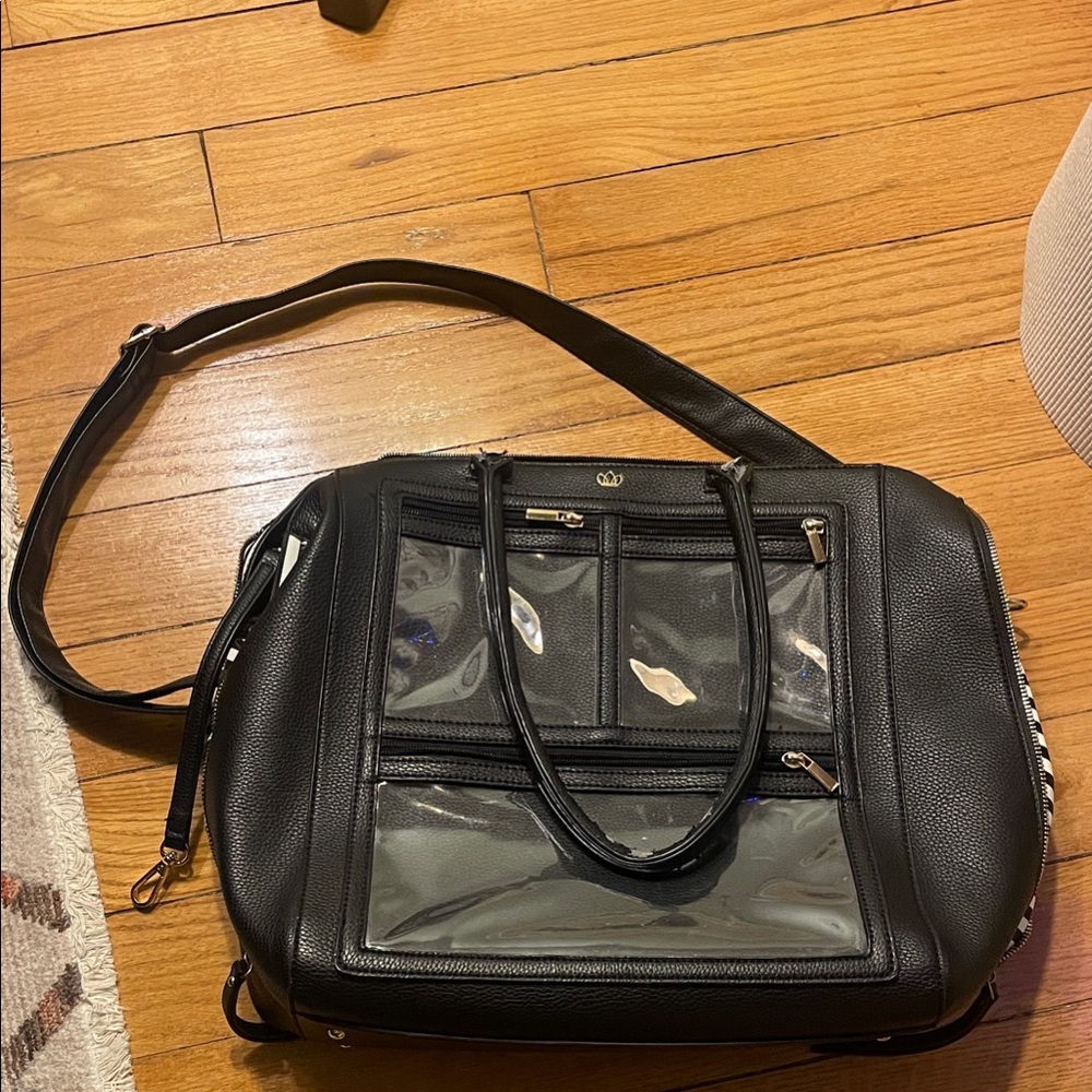 Piper Noble Stylish Black Tote with Clear Panels